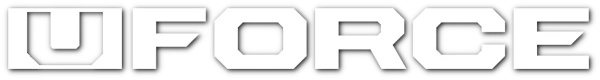 CFMOTO UFORCE logo Bold, white, block-style text on a black background spells out "UFORCE.